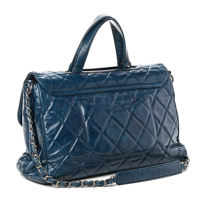 Chanel Glazed Calfskin Boy Satchel Flap Blue 3 of 10