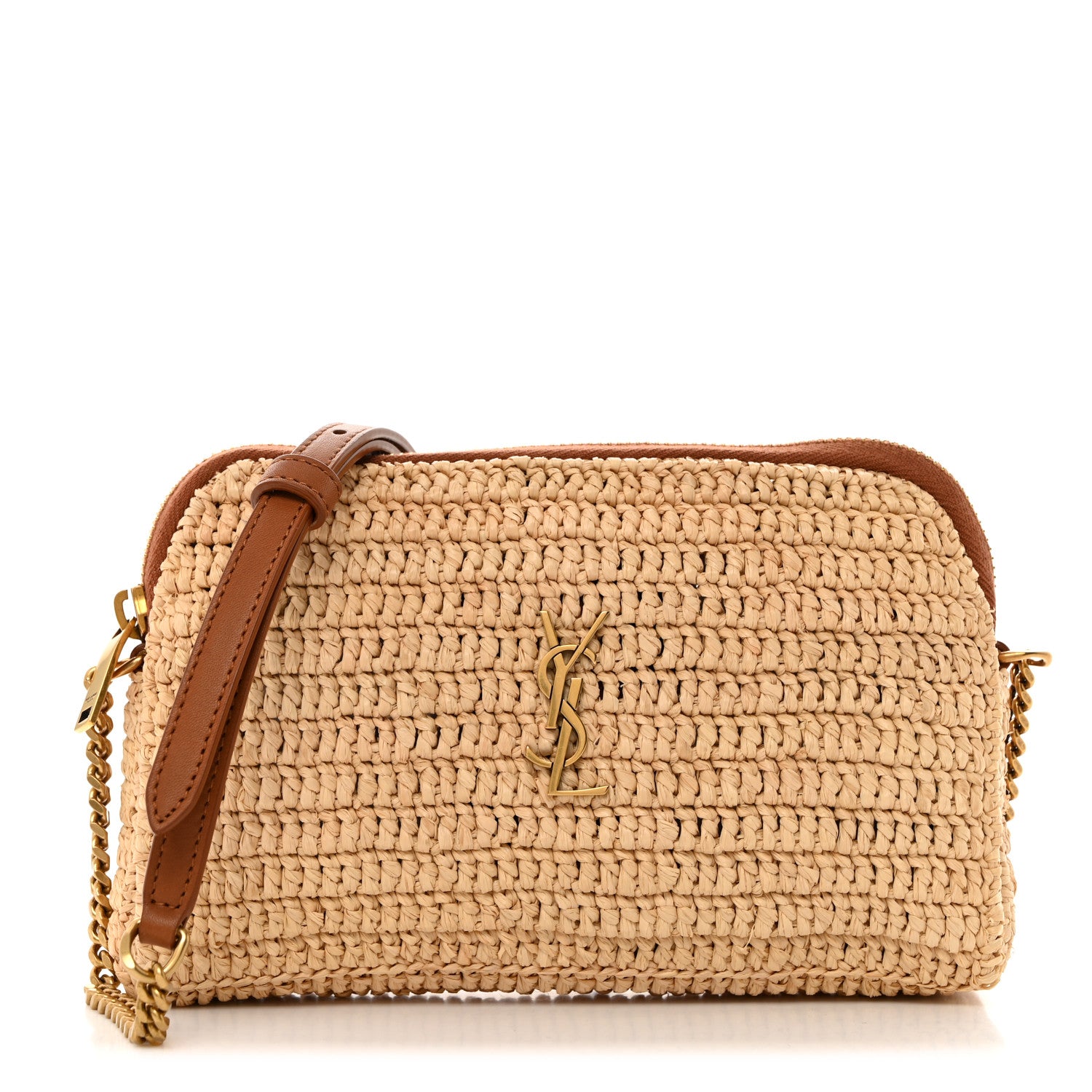Saint Laurent Raffia Calfskin Gaby Crossbody Bag Natural Brick 1 of 10
