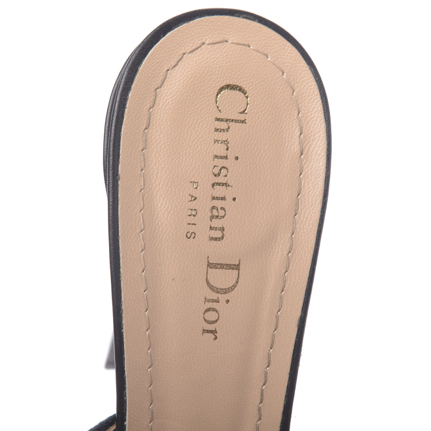 Christian Dior Cotton Embroidered D-Way Heeled Slide Sandal 41 Dark Blue 7 of 9