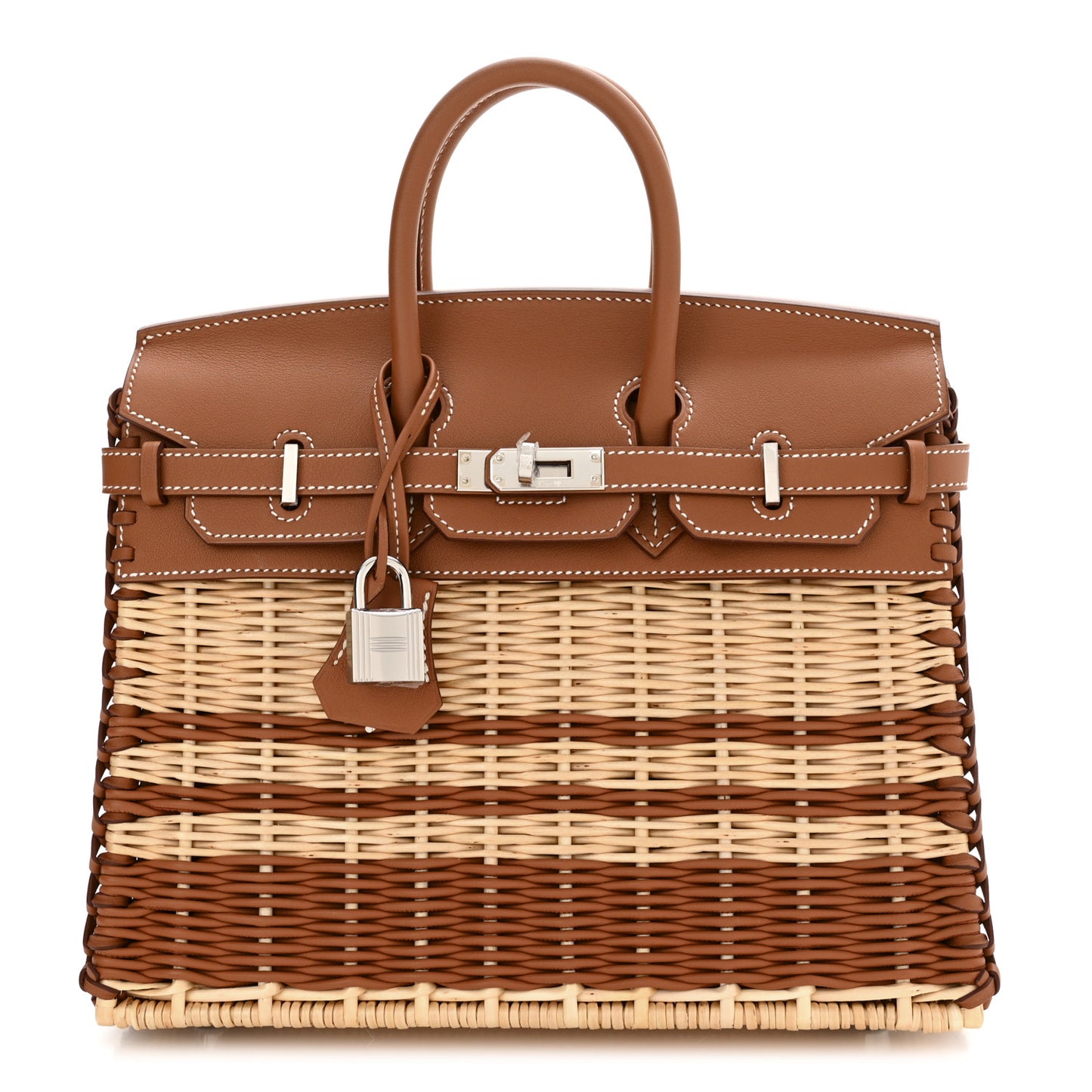 Wicker Swift Stripes Picnic Birkin 25 Naturel Gold