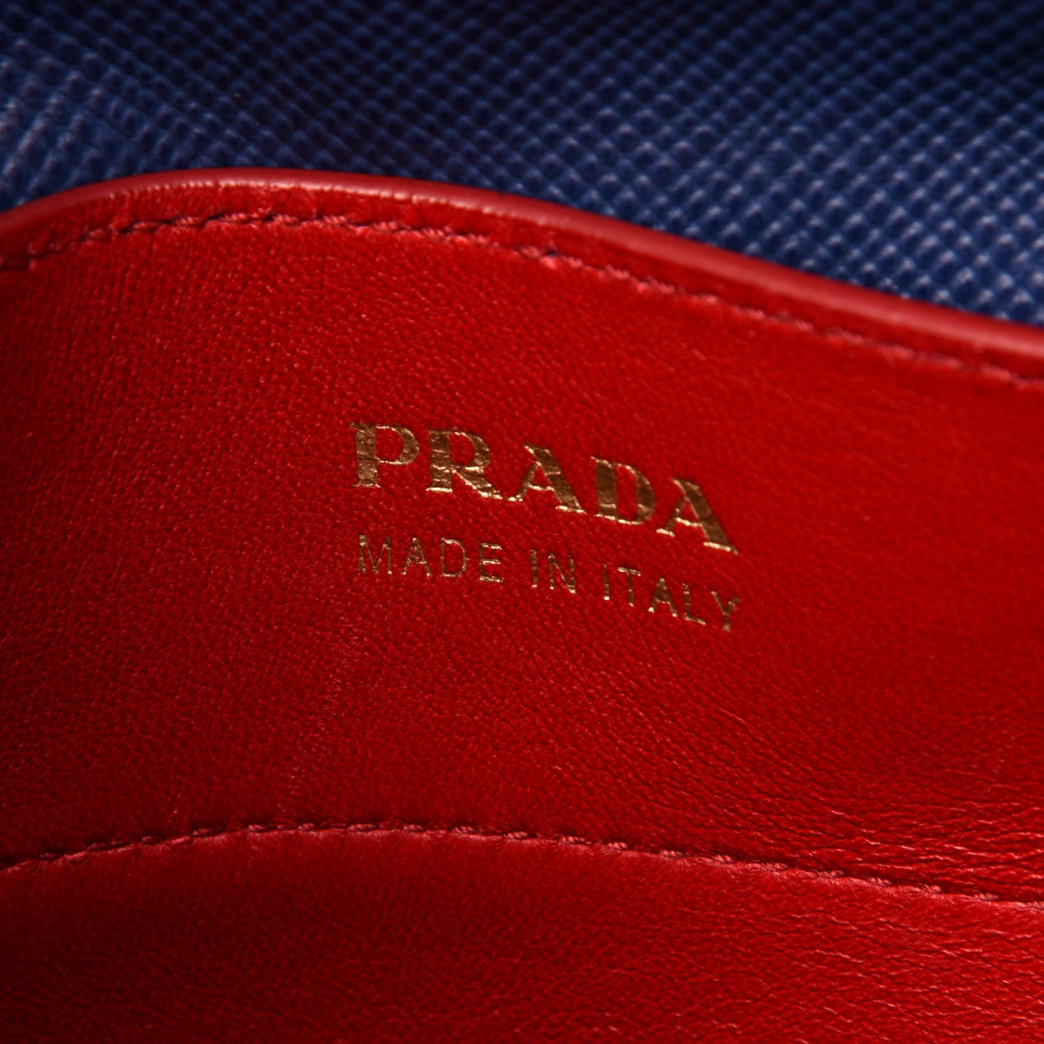 Prada Saffiano Cuir Small Double Bag Ink Blue Fire Engine Red 6 of 12