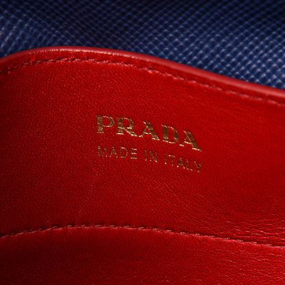 Prada Saffiano Cuir Small Double Bag Ink Blue Fire Engine Red 6 of 12