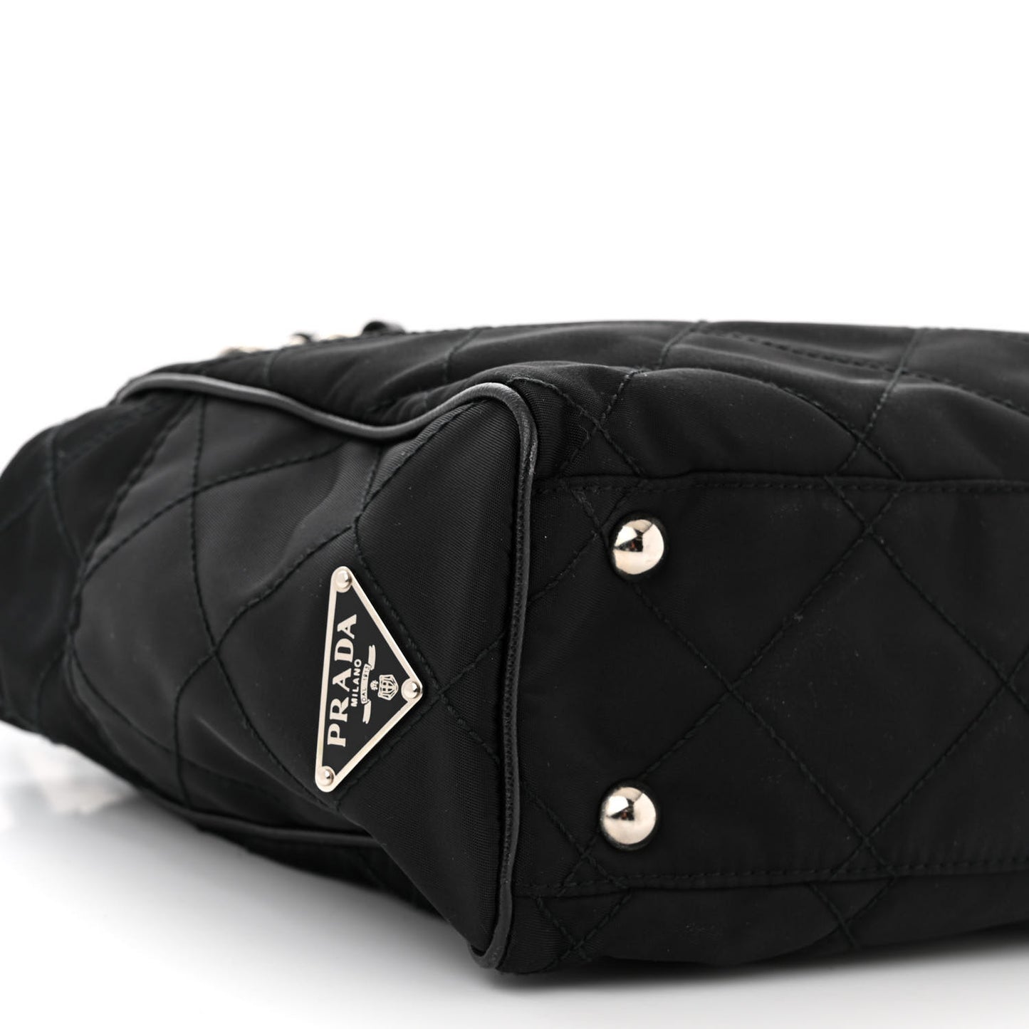 Nylon Tessuto Quilted Chain Shoulder Bag Black