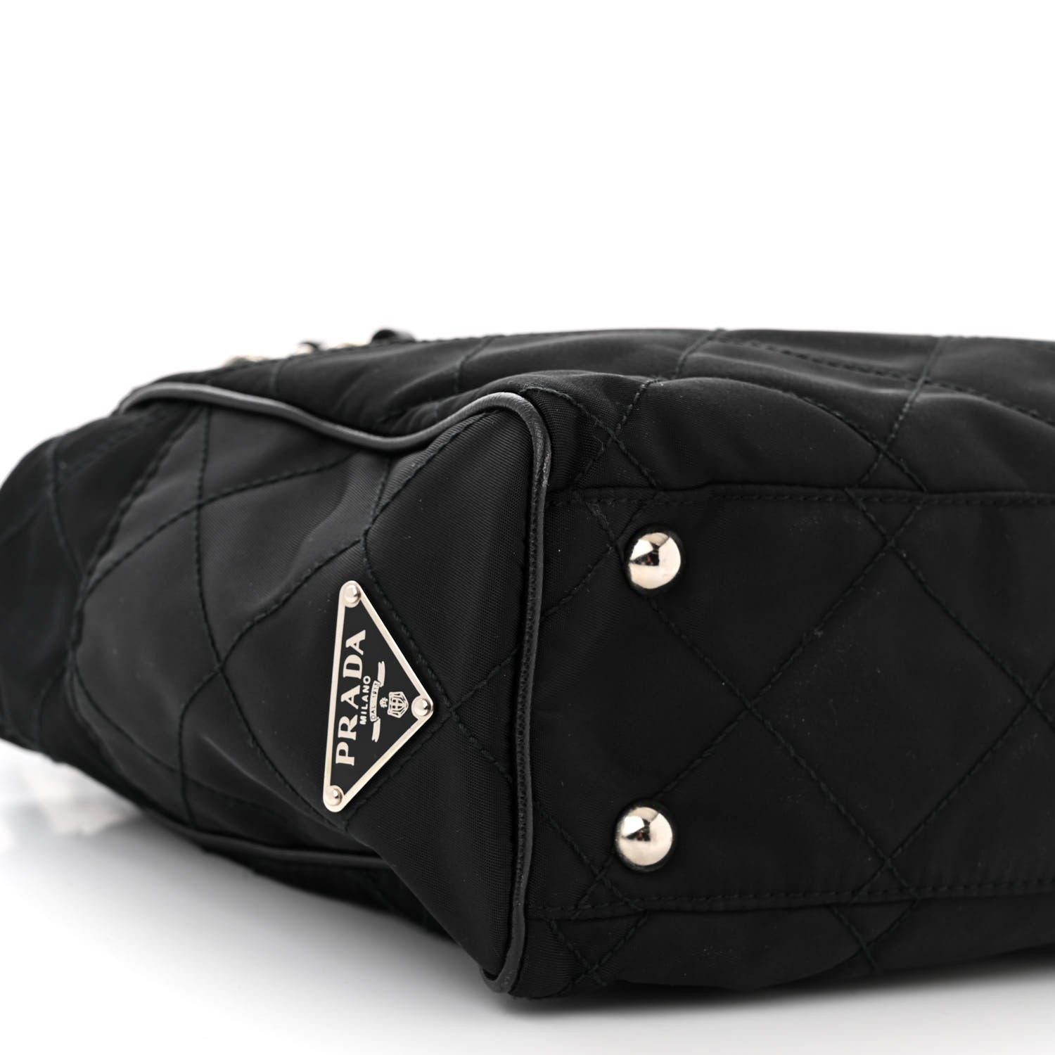 Prada Nylon Tessuto Quilted Chain Shoulder Bag Black 8 of 11