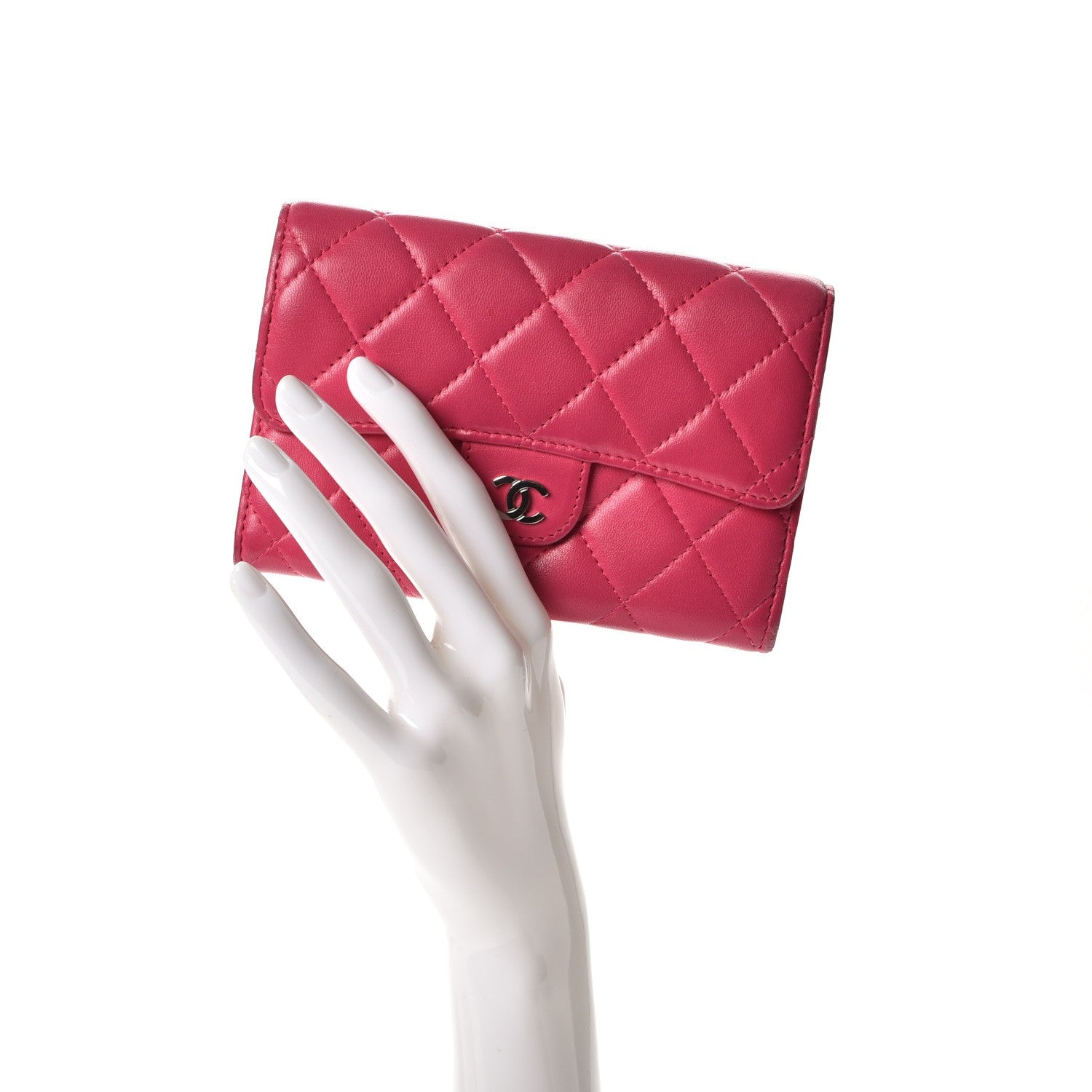 Chanel Lambskin Quilted Small Flap Wallet Fuchsia 2 of 15