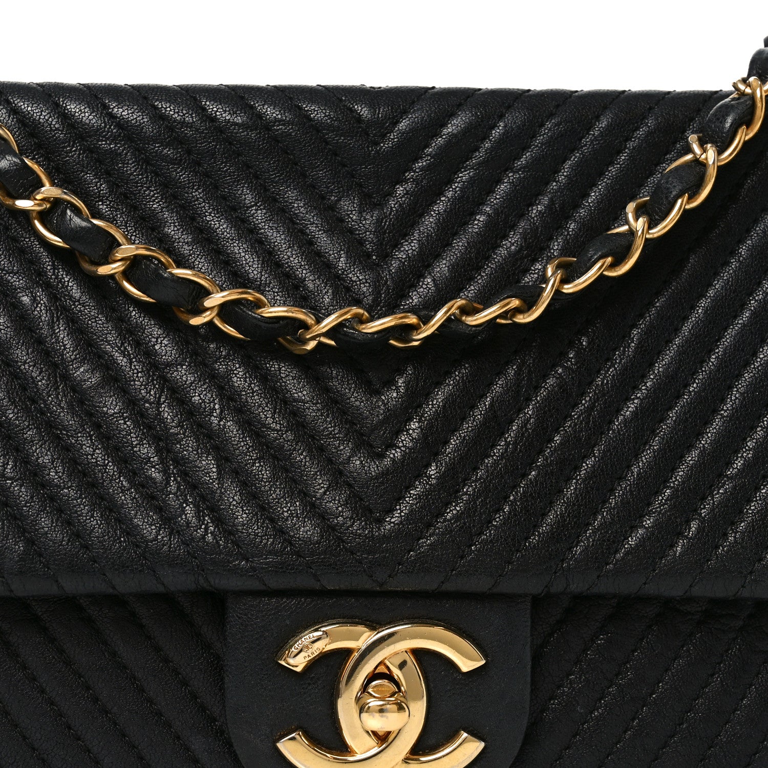 Chanel Calfskin Chevron Quilted Medium Surpique Flap Black 8 of 10