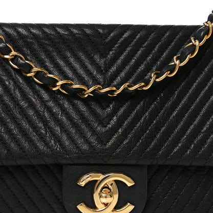 Chanel Calfskin Chevron Quilted Medium Surpique Flap Black 8 of 10