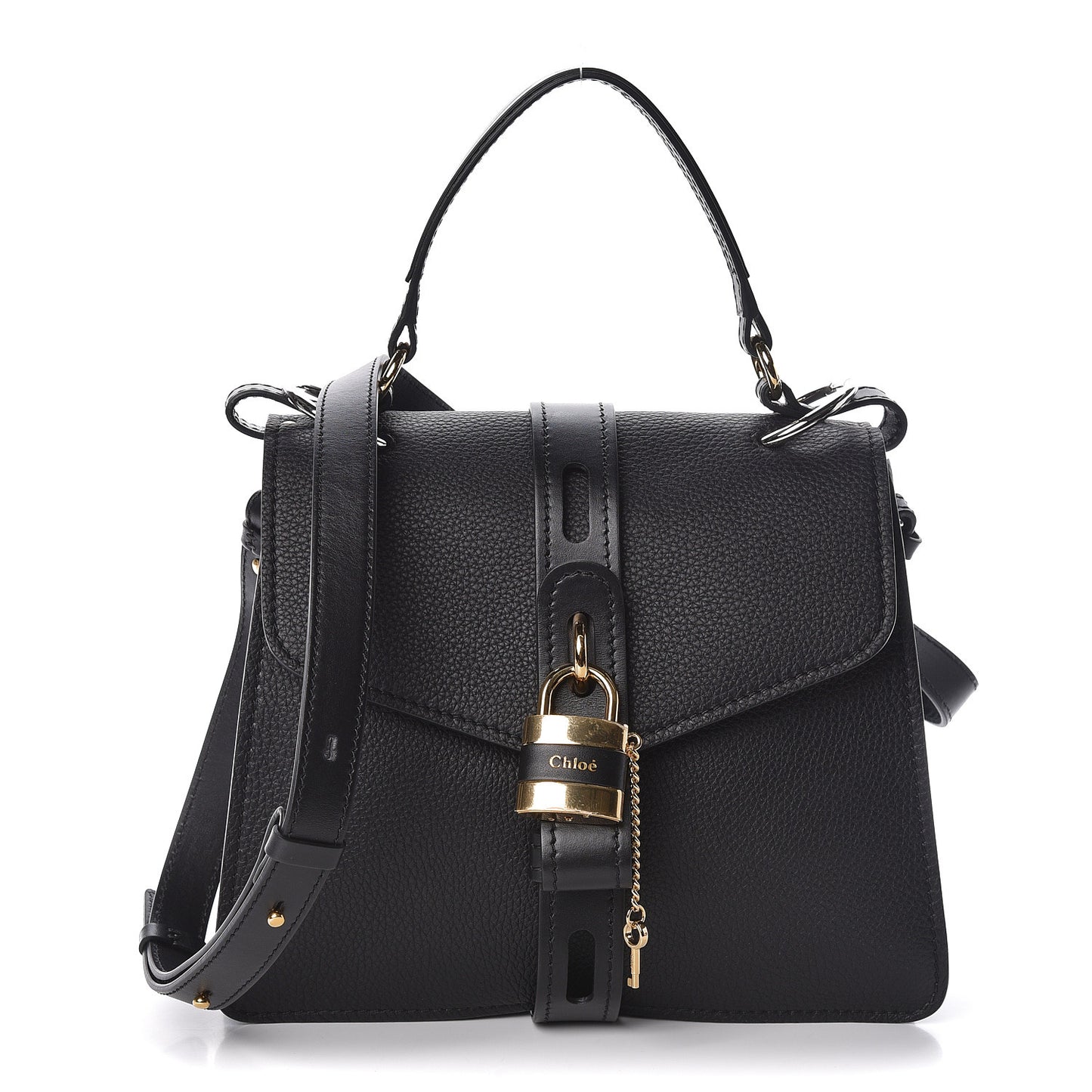 Grained Calfskin Medium Aby Day Shoulder Bag Black