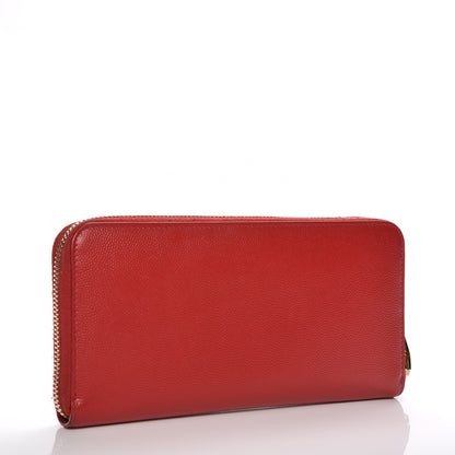 Saint Laurent Grain De Poudre Monogram Zip Around Wallet Red 3 of 8