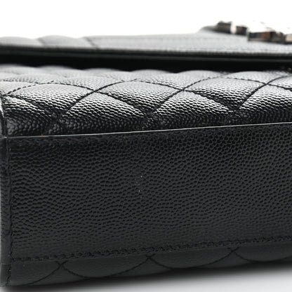 Saint Laurent Grain De Poudre Textured Mixed Matelasse Triquilt Medium Monogram Satchel Black 11 of 11