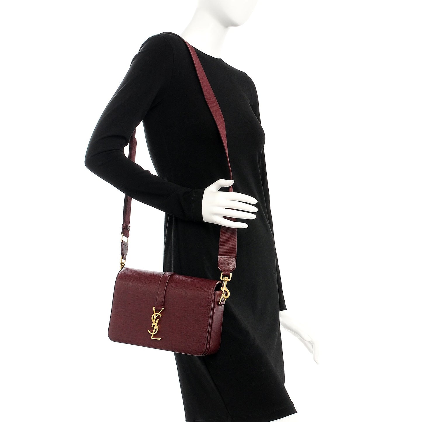 Textured Calfskin Medium Classic Monogram Universite Bag Dark Red