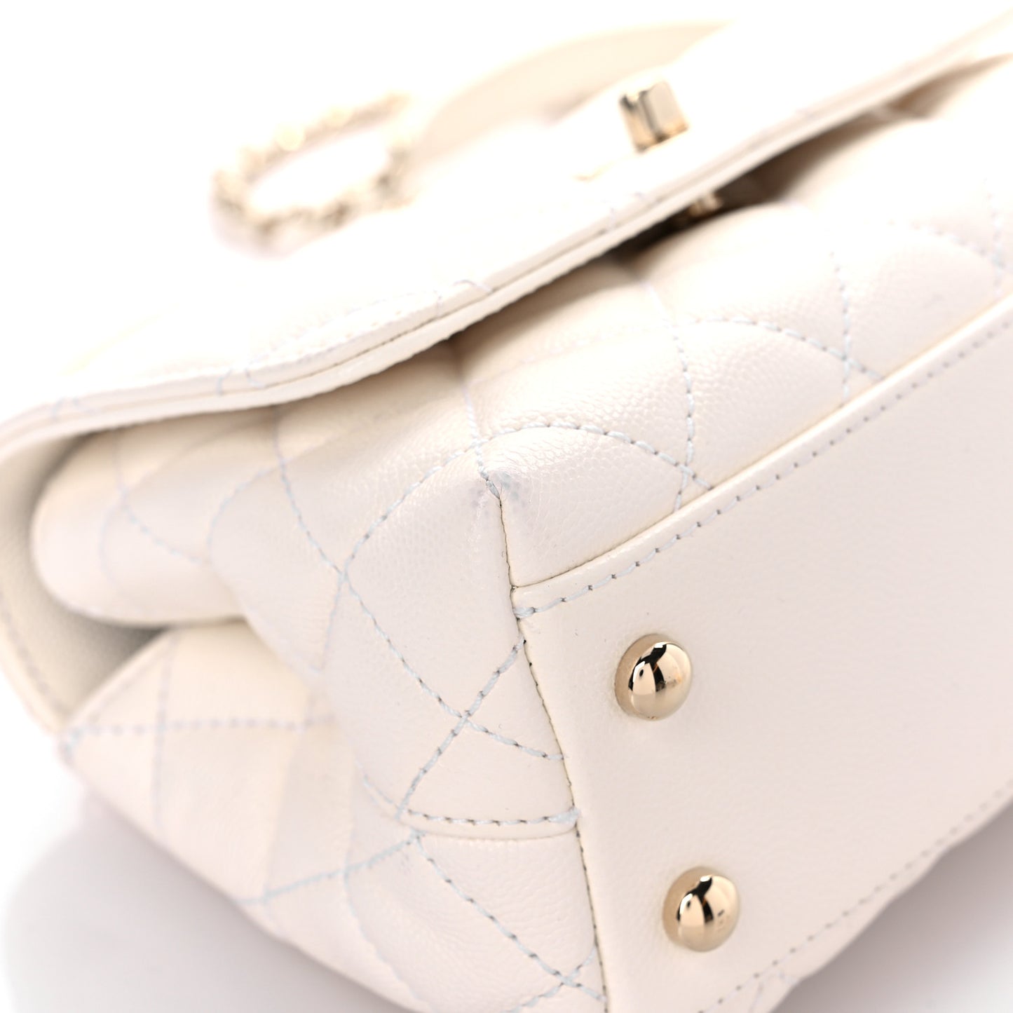 Caviar Quilted Extra Mini Coco Handle Flap White