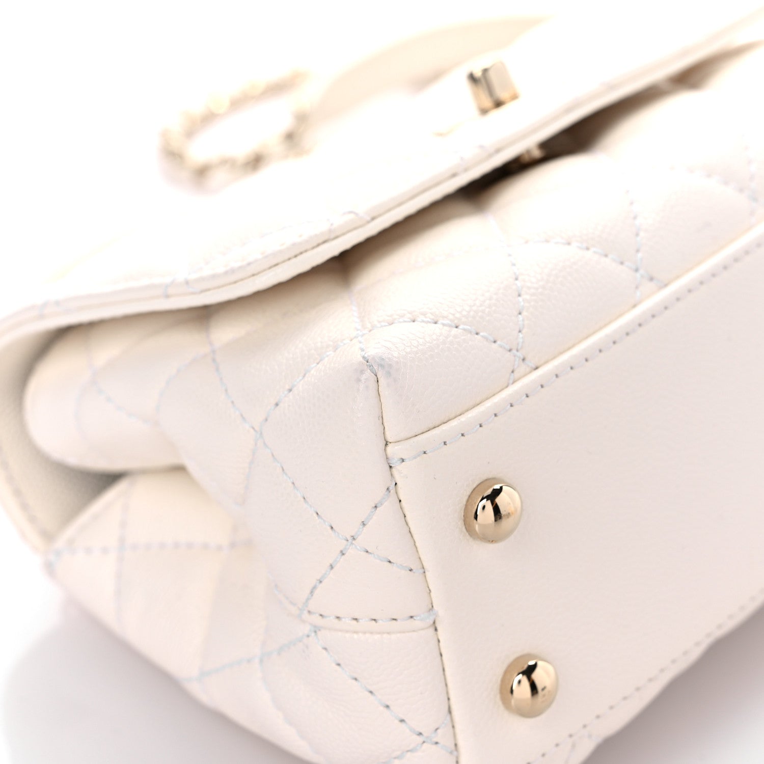 Chanel Caviar Quilted Extra Mini Coco Handle Flap White 8 of 12