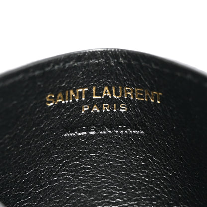 Saint Laurent Grain De Poudre Matelasse Chevron Monogram Credit Card Case Black 6 of 8