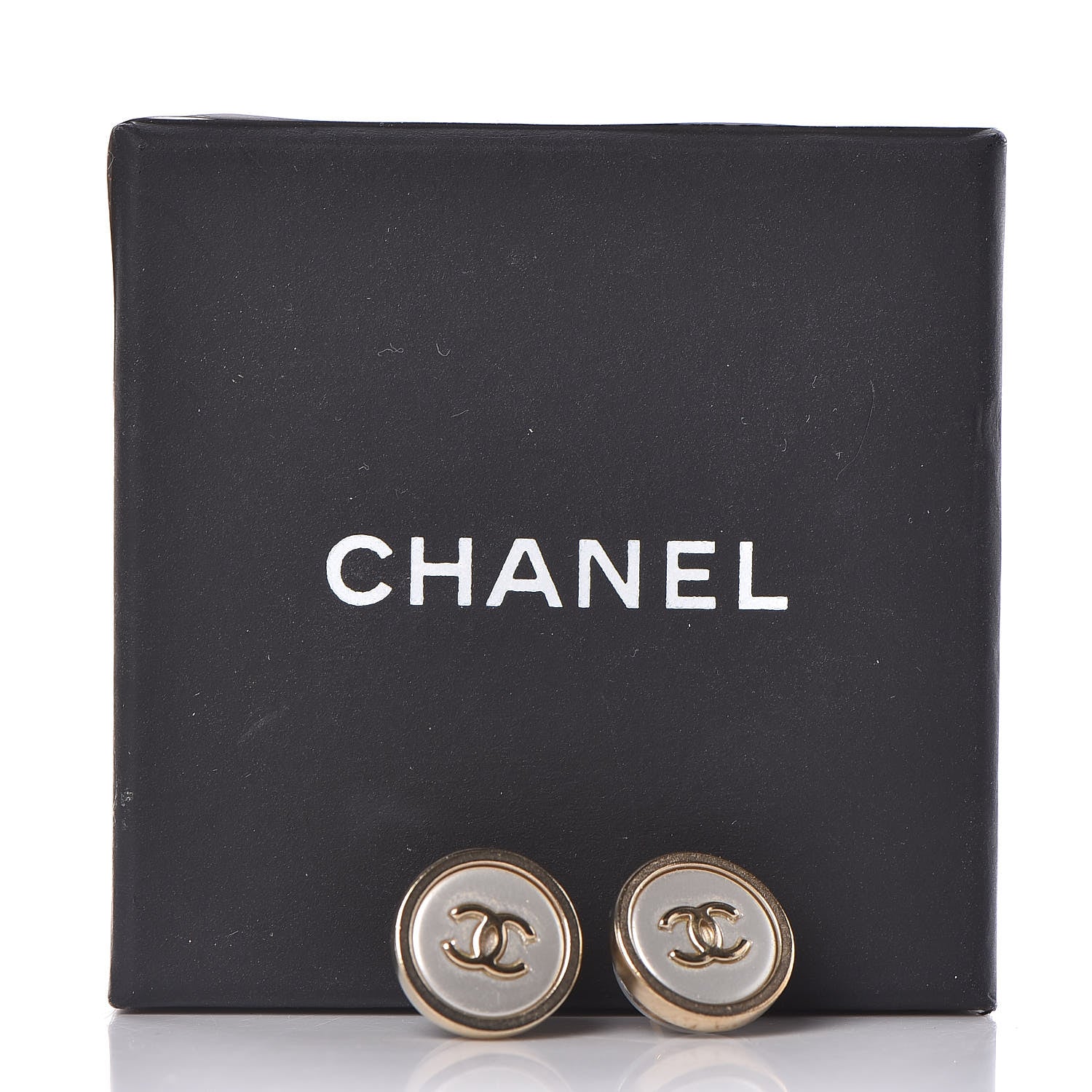 Chanel Enamel CC Earrings Gold Pearly White 5 of 5