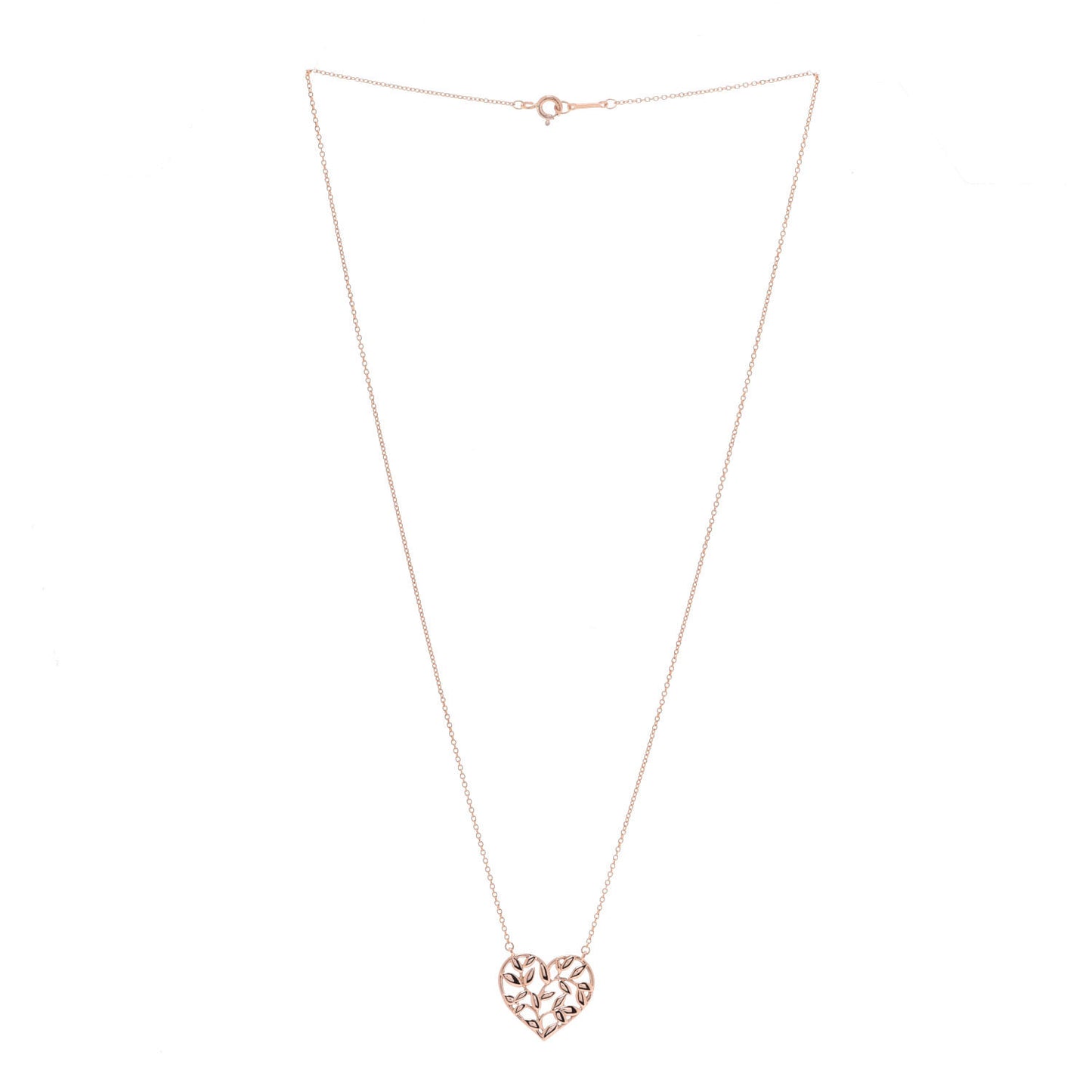 18K Rose Gold Paloma Picasso Olive Leaf Heart Pendant Necklace