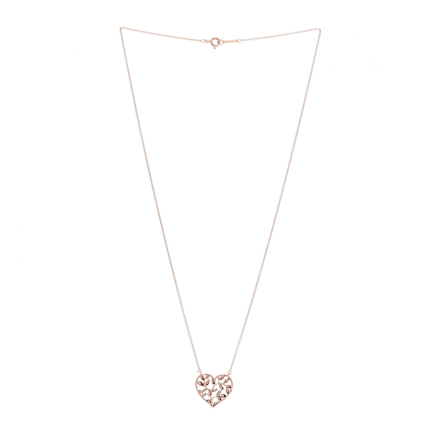 Tiffany 18K Rose Gold Paloma Picasso Olive Leaf Heart Pendant Necklace 3 of 6