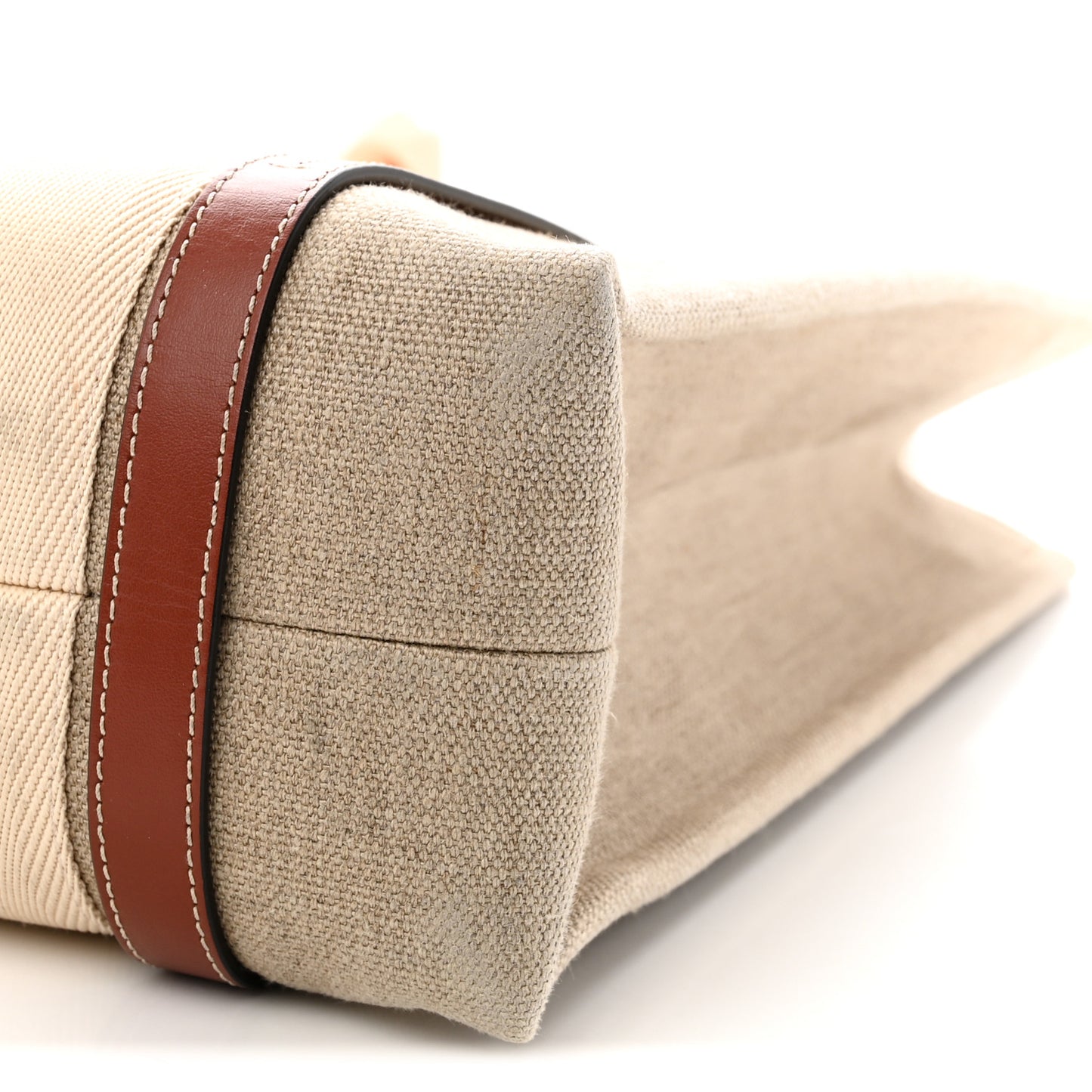 Cotton Calfskin Large Vertical Woody Ribbon Tote White Brown