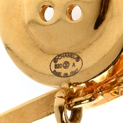 Chanel Metal Large Paris Button Earrings Gold 4 of 4