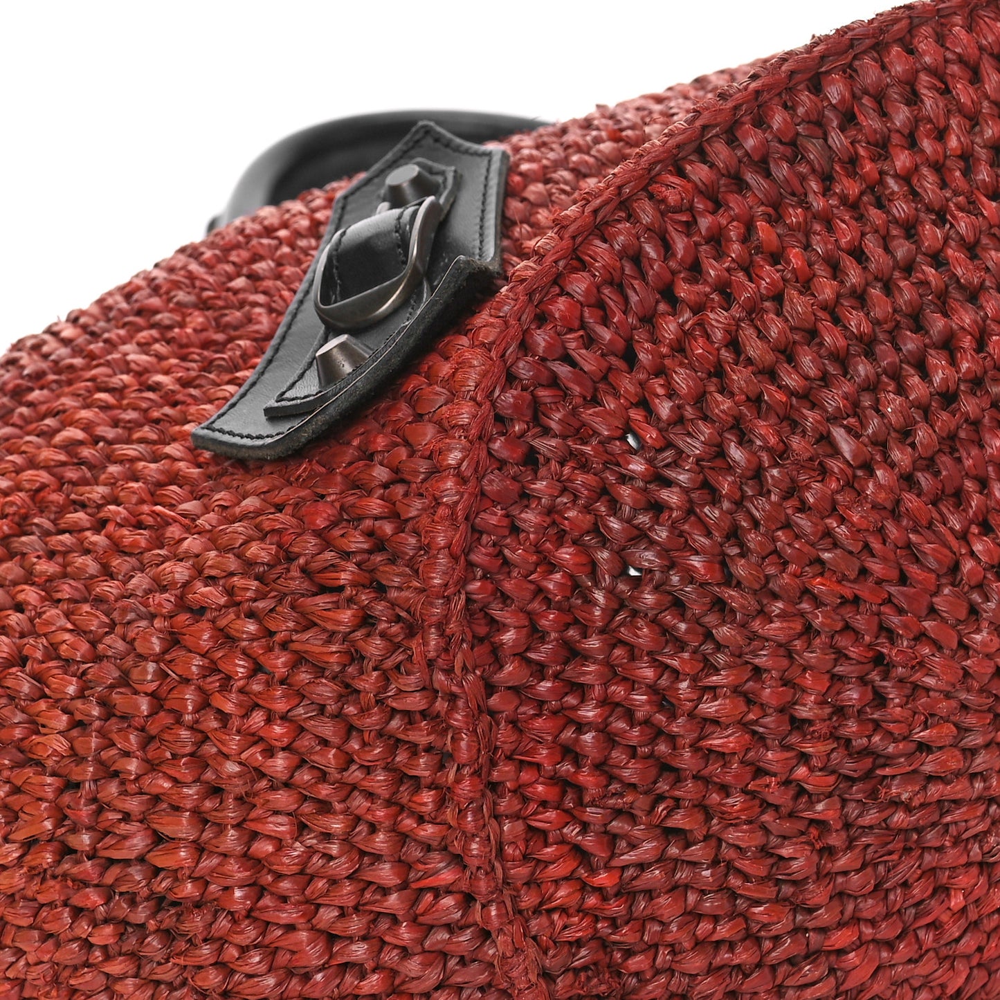 Raffia Woven Large Tote Brown Black