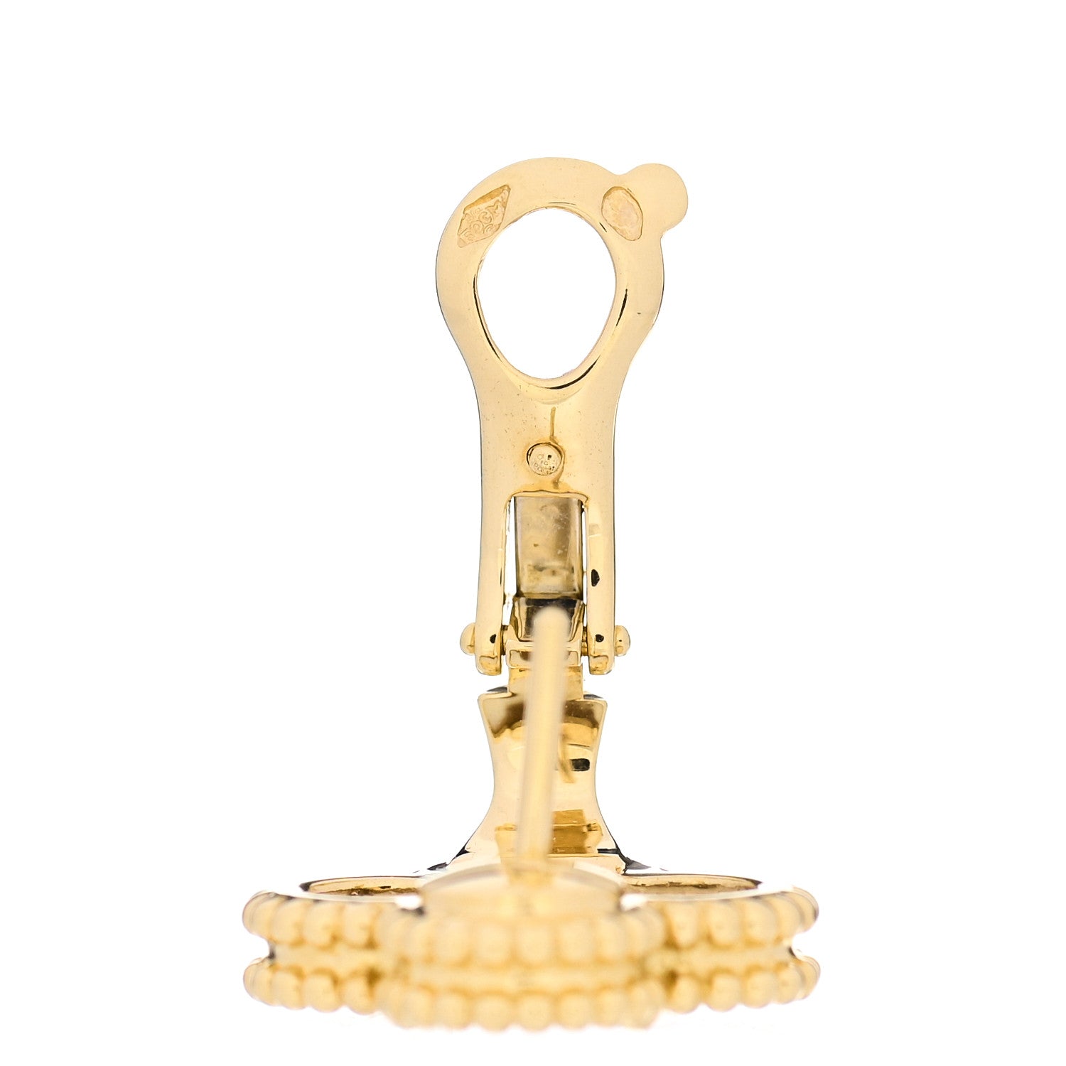 Van Cleef & Arpels 18K Yellow Gold Mother of Pearl Vintage Alhambra Earrings 5 of 5