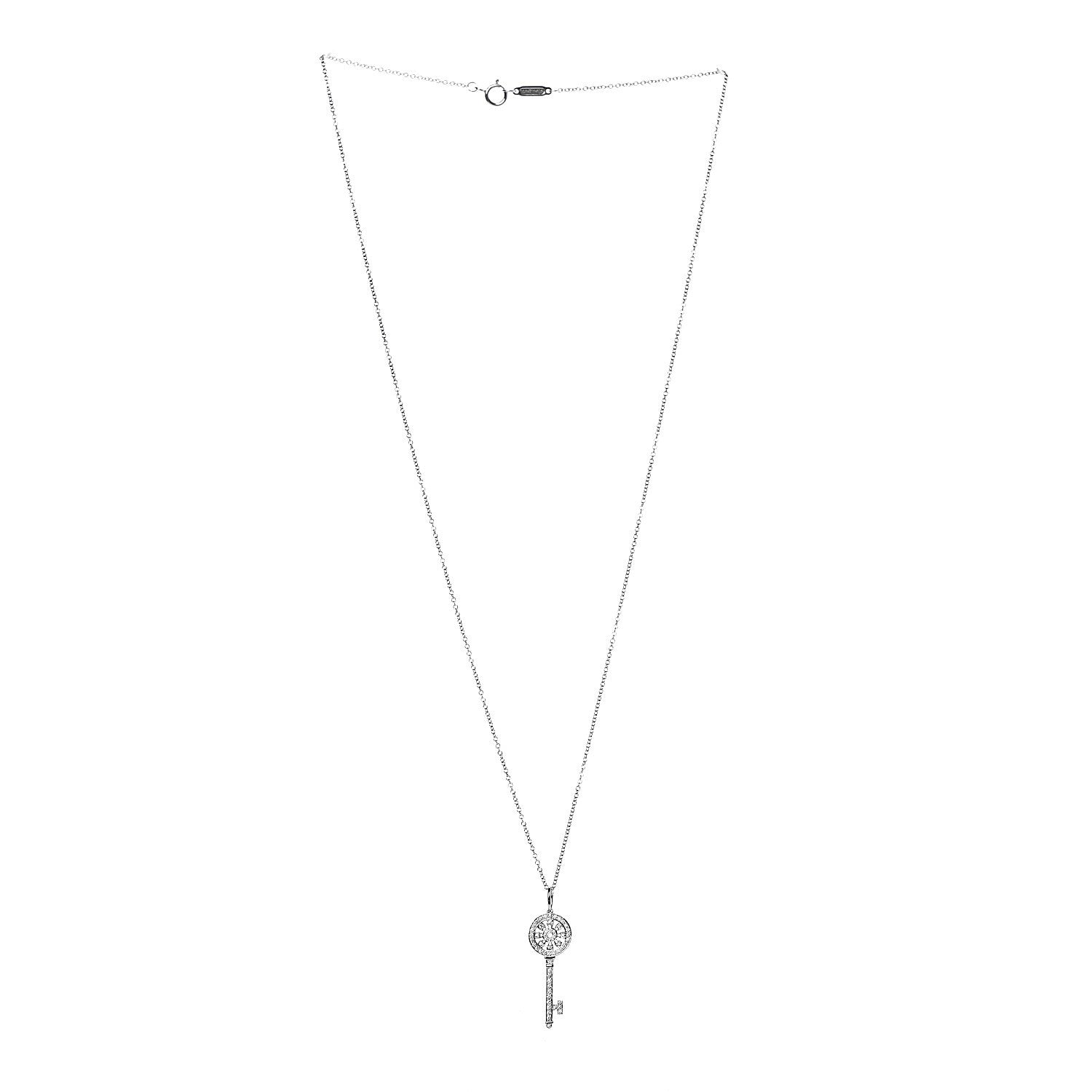 Tiffany 18K White Gold Diamond Mini Petals Key Pendant 3 of 7