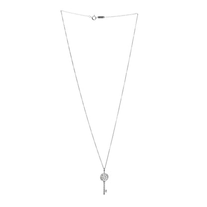 Tiffany 18K White Gold Diamond Mini Petals Key Pendant 3 of 7