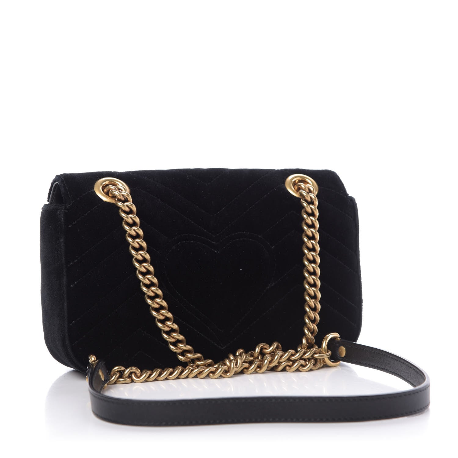 Gucci Velvet Matelasse Mini GG Marmont Shoulder Bag Black 4 of 11