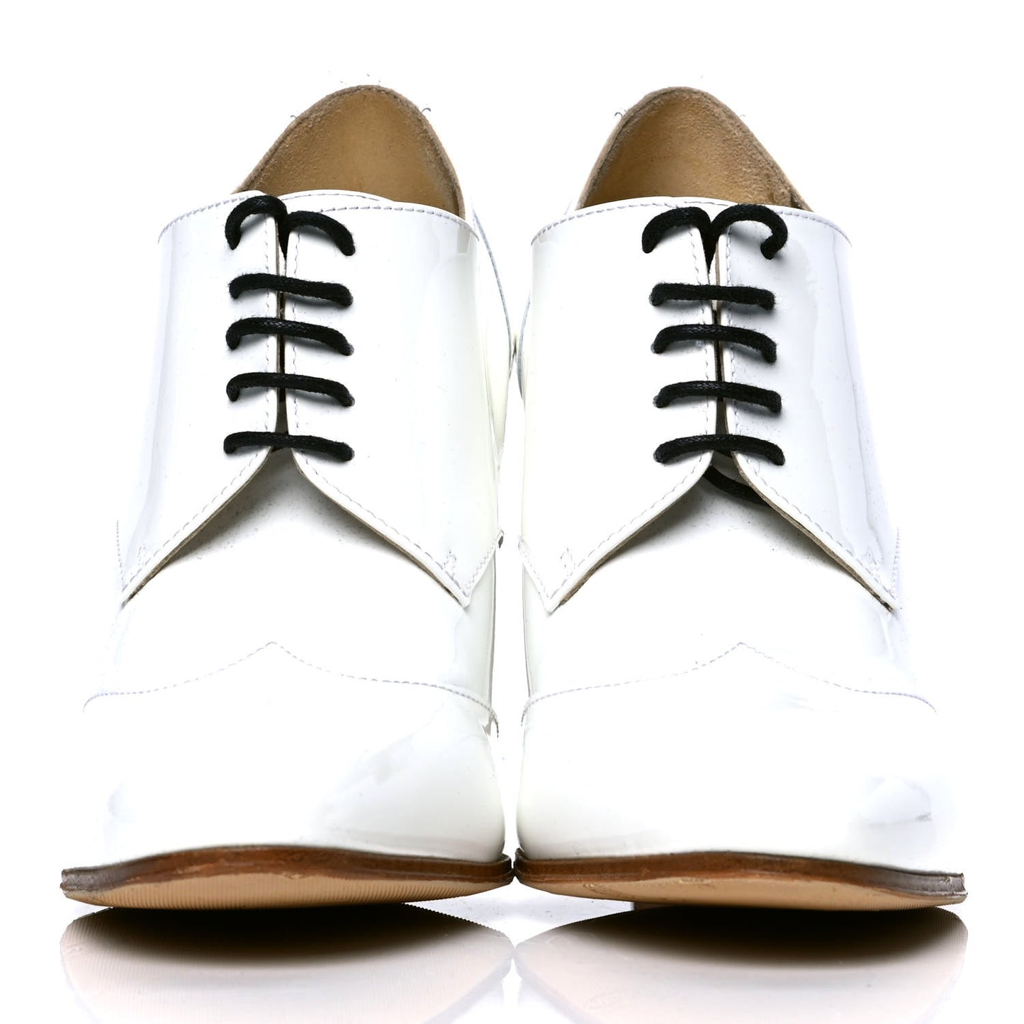 Patent CC Lace Up Ankle Boots 38.5 White