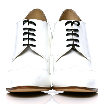 Chanel Patent CC Lace Up Ankle Boots 38.5 White 2 of 5