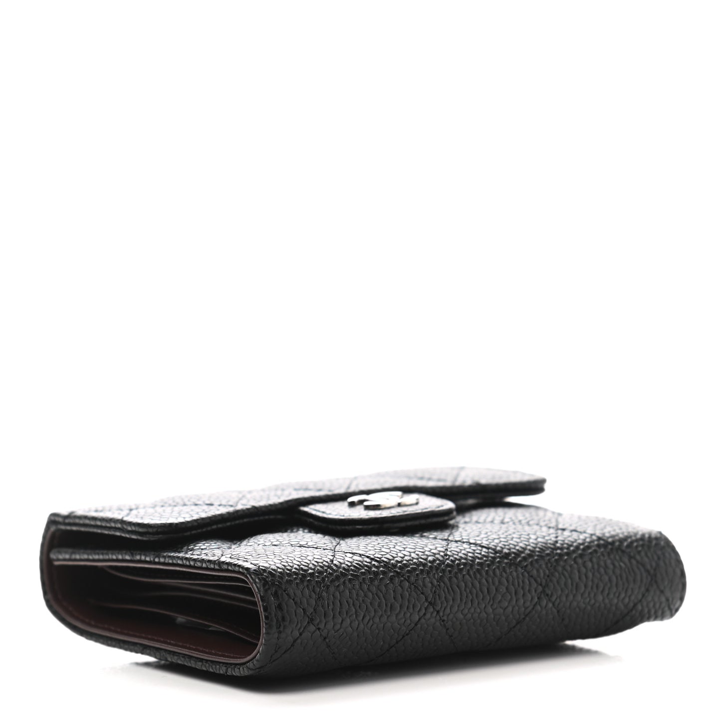 Caviar Quilted Small Flap Wallet Black