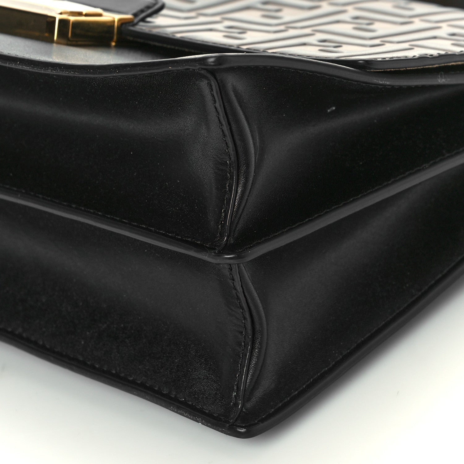 Fendi Vitello Liberty Bi-Color FF 1974 Embossed Chain Strap Kan U Shoulder Bag Black Maya 8 of 8
