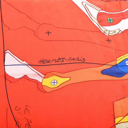 Hermes Silk Twill Le Pegase D Hermes Giant Scarf 140 Rouge Vert Multicolor 3 of 4