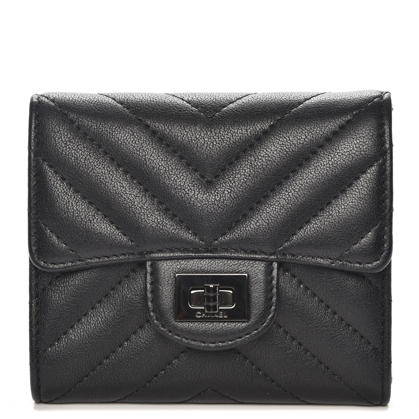 Sheepskin Chevron Quilted Reissue Compact Wallet So Black