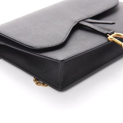 Christian Dior Grained Calfskin Saddle Chain Pouch Black 6 of 7