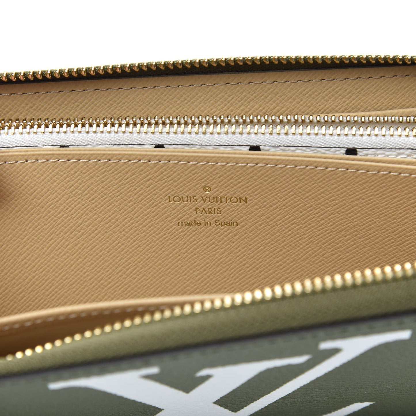 Monogram Giant Zippy Wallet Kaki White