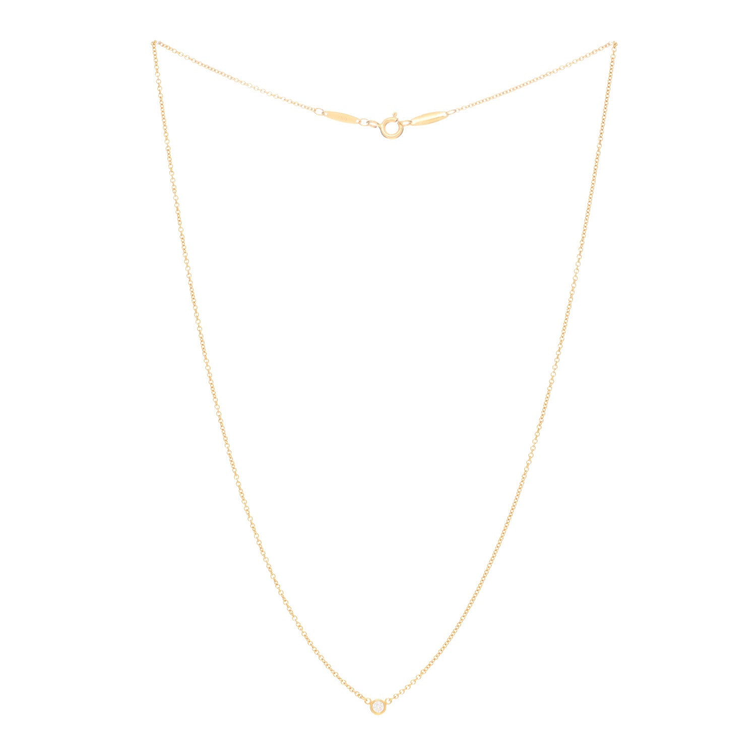 Tiffany 18K Yellow Gold Diamond .05ct Elsa Peretti Diamonds by the Yard Pendant Necklace 2 of 4