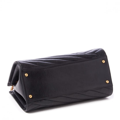 Chanel Calfskin Chevron Quilted Gabrielle Tote Black 3 of 9