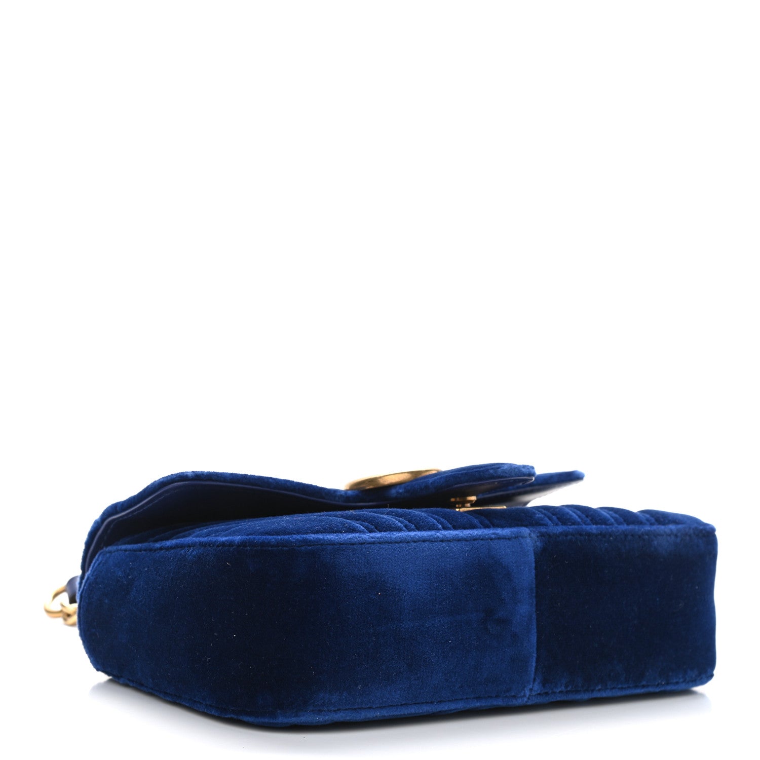 Gucci Velvet Matelasse Mini GG Marmont Shoulder Bag Cobalt Blue 4 of 9