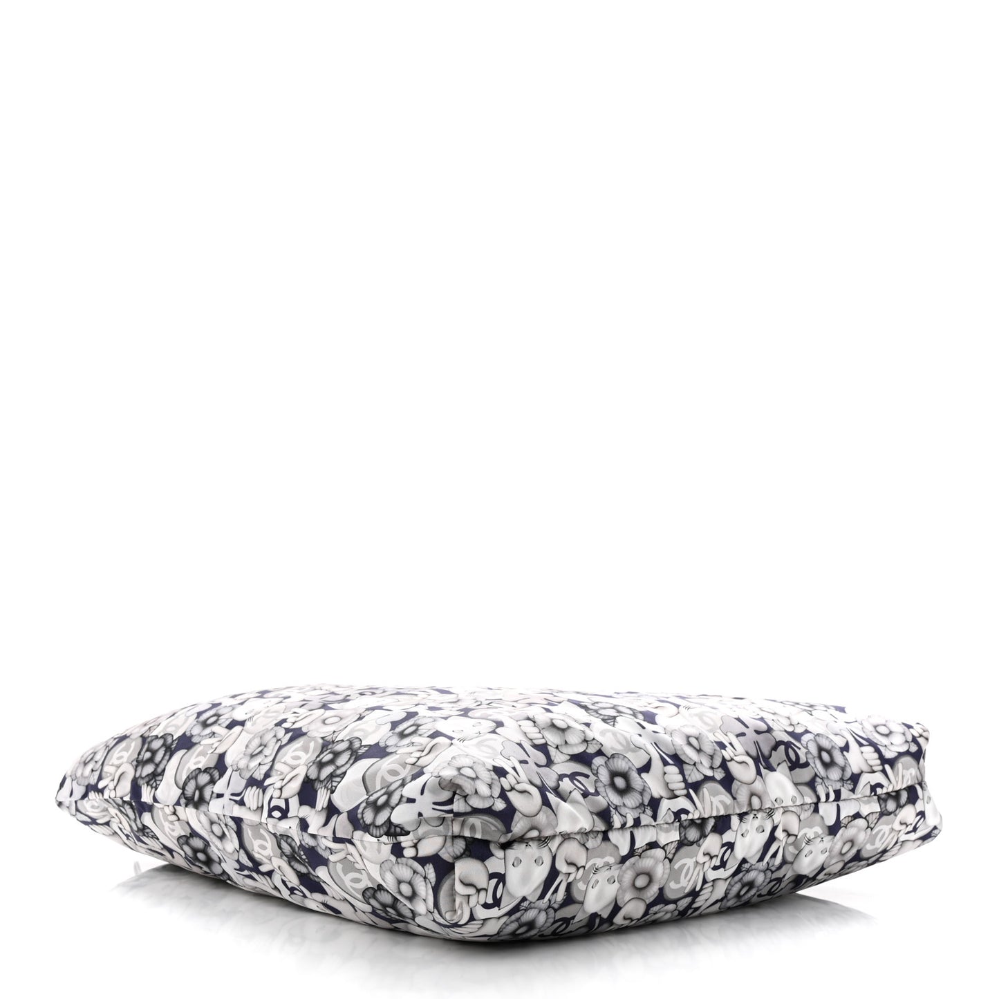 Nylon Cat Emoticon Tote Navy Silver