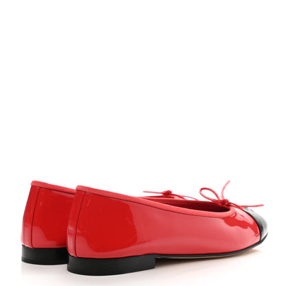 Chanel Patent Calfskin CC Cap Toe Ballerina Flats 40.5 Red Black 4 of 9