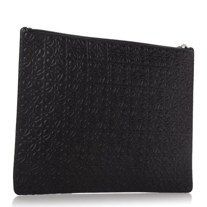 Loewe Calfskin Embossed Flat Pouch Black 3 of 9