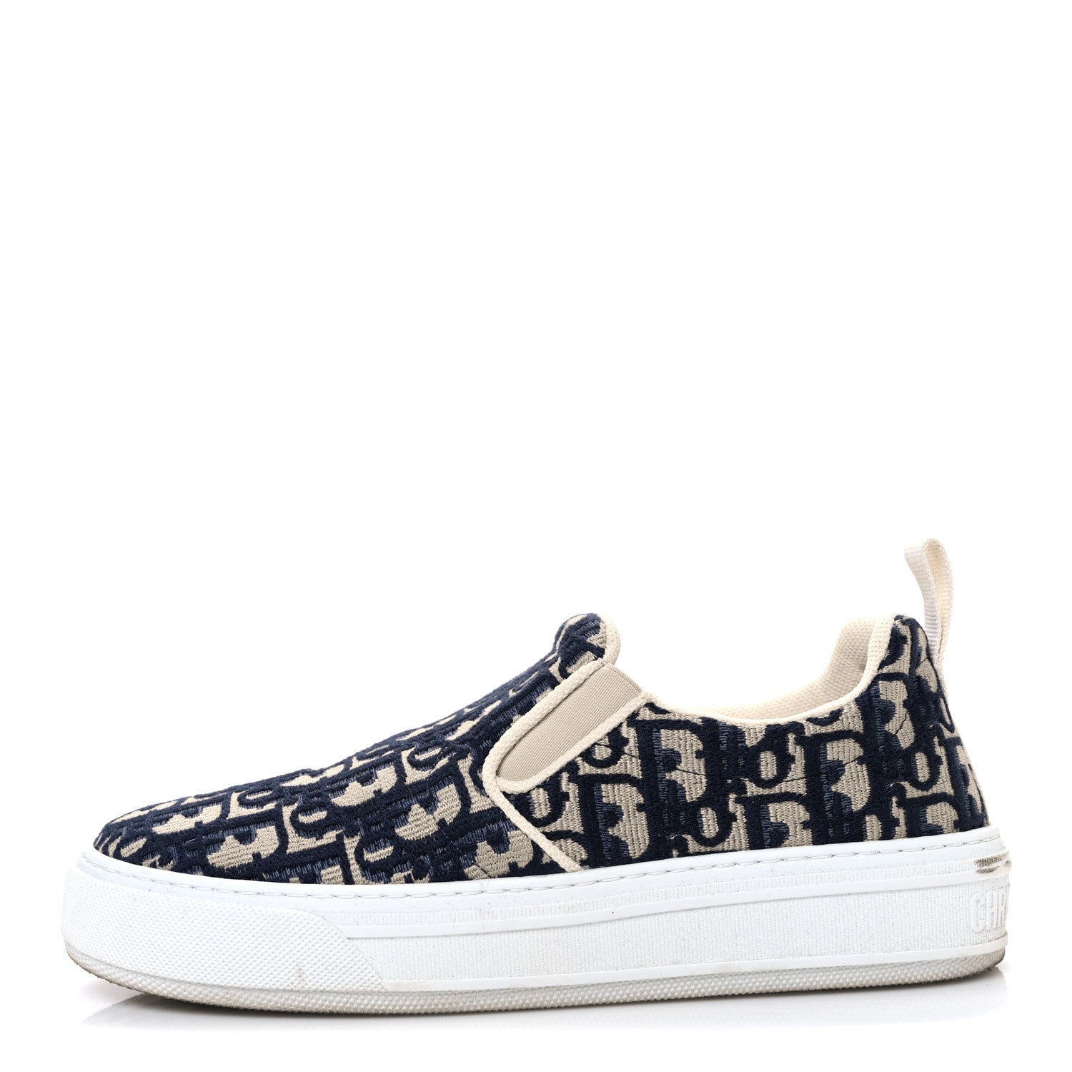 Christian Dior Canvas Oblique Embroidered Womens Solar Slip On Sneakers 38 Deep Blue 1 of 13