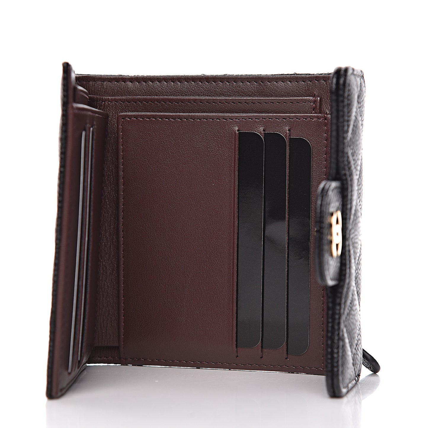 Caviar Quilted Compact Flap Wallet Black