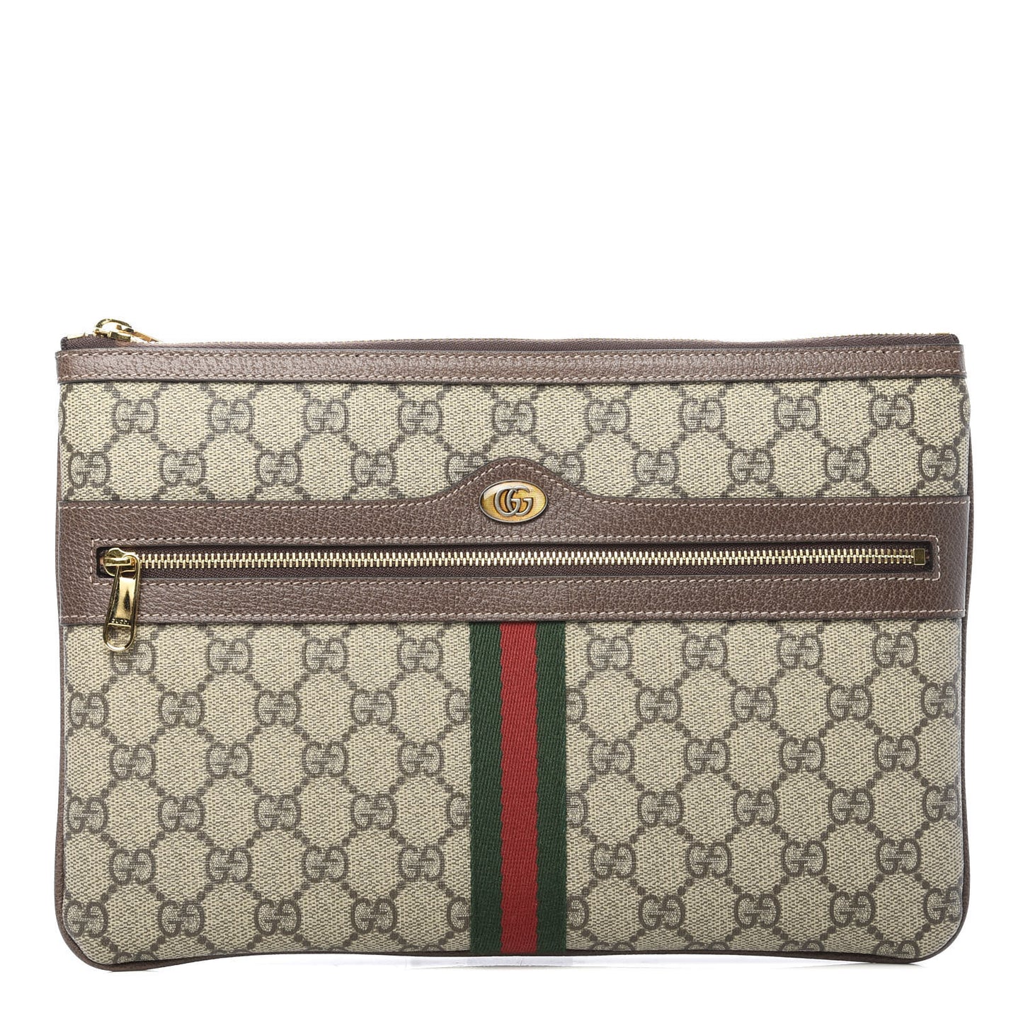 GG Supreme Monogram Large Ophidia Pouch Clutch Brown