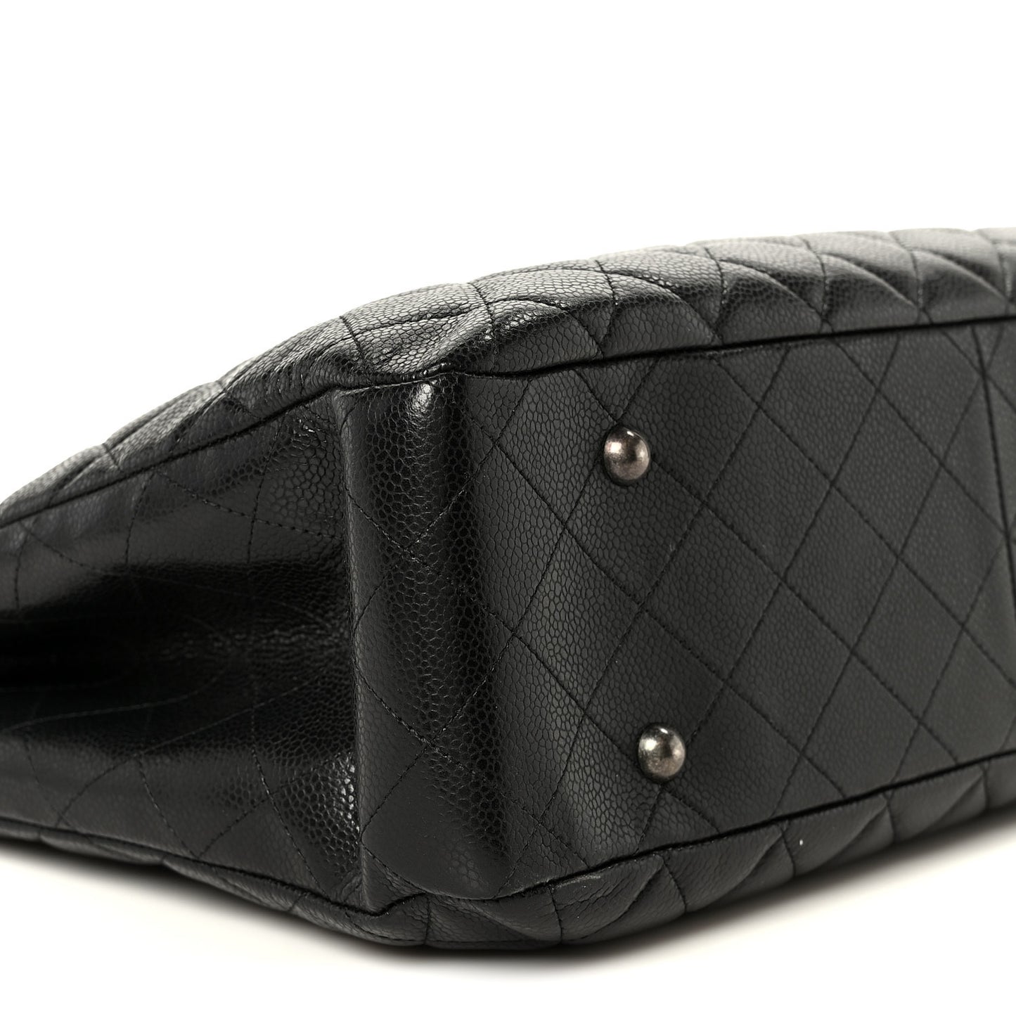 Calfskin Quilted Large CC Shopping Tote Black