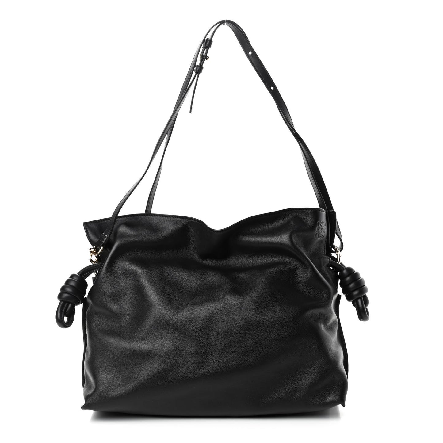 Calfskin Small Flamenco Knot Bag Black