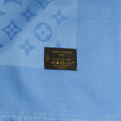 Louis Vuitton Wool Silk Monogram Shawl Blue 6 of 6