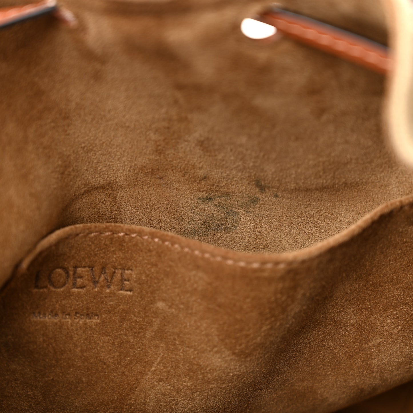 Canvas Calfskin Balloon Bucket Bag Khaki Tan