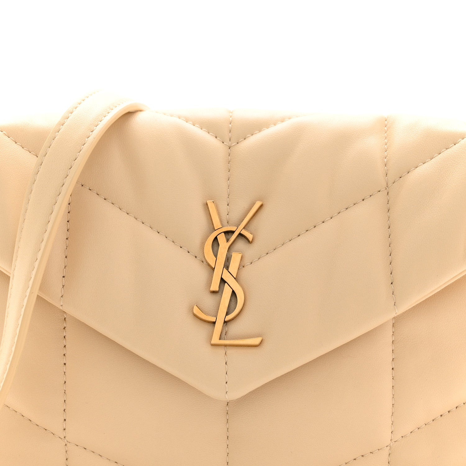 Saint Laurent Lambskin Quilted Toy Loulou Puffer Monogram Chain Satchel Jaune Pale 9 of 12
